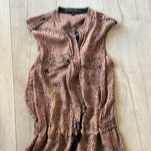 ROBERT RODRIGUEZ SHORT ROMPER TAN AND BLACK 100% SILK SIZE 8 TIE WAIST GORGEOUS - Picture 8 of 8